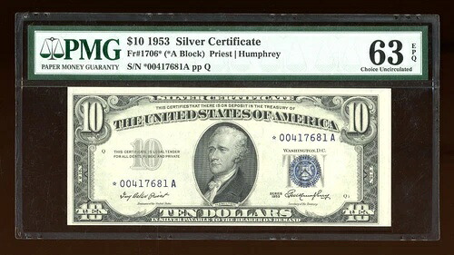 DBR 1953 $10 シルバー STAR Fr. 1706* PMG 63 EPQ シリアル *00417681A|WORLD RESOURCE【KING店】