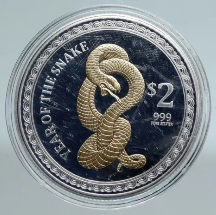 2013年 ピトケアン諸島 エリザベス2世 蛇年 2ドル銀貨 i89448|WORLD RESOURCE【KING店】