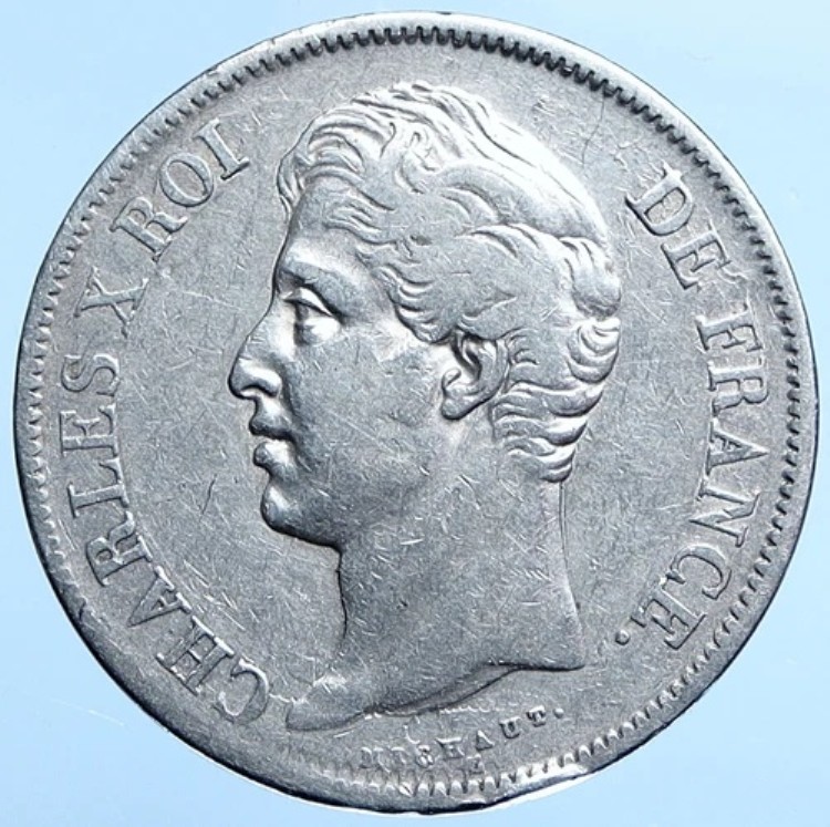 1827年 フランス国王 シャルル10世 オールド 本物 シルバー 5フラン フランスコイン i115002|WORLD RESOURCE【KING店】
