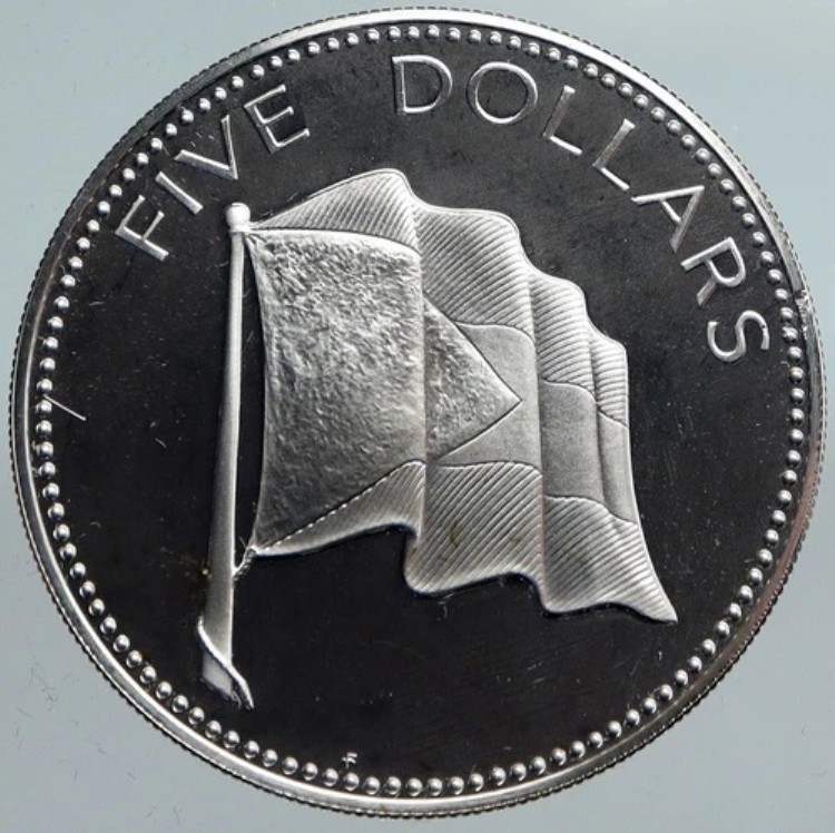 1975年 バハマ 英国女王エリザベス2世 国旗 プルーフ銀貨 5ドル コイン i90068|WORLD RESOURCE【KING店】