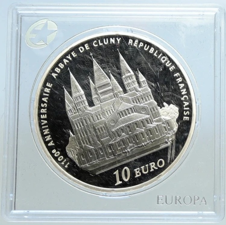 2010年 フランス クリュニー修道院 ベネディクト会修道院 プルーフ銀貨 10ユーロ i113305|WORLD RESOURCE【KING店】