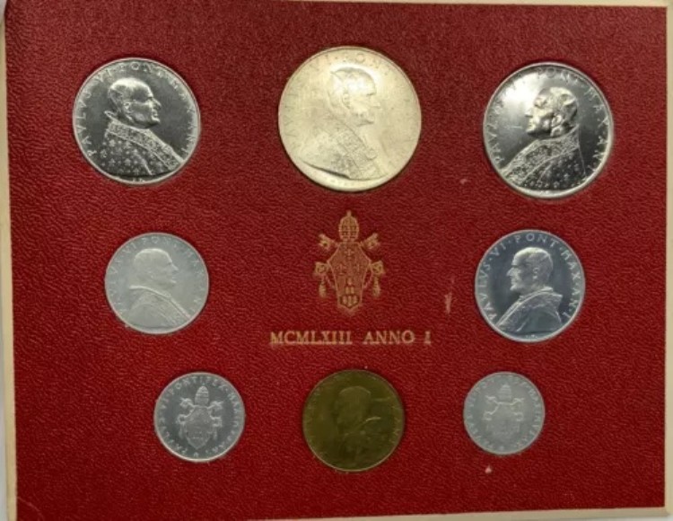 1963年 バチカン 教皇パウロ6世 500L 100L イタリア コイン8枚セット 1枚は銀貨 i114835|WORLD RESOURCE【KING店】