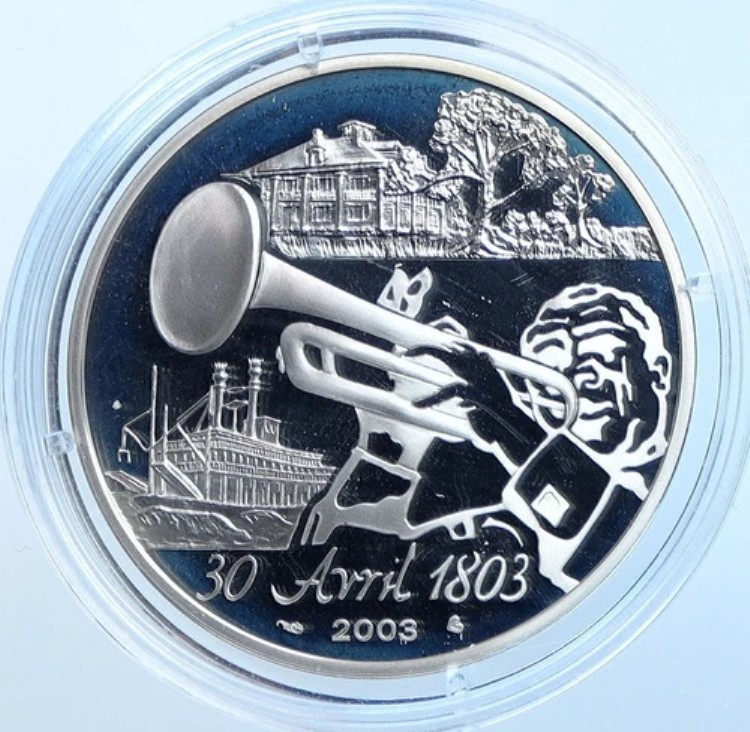 2003年 フランス ルイジアナ アメリカ建国200周年記念 オールドプルーフシルバー 1 1/2ユーロコイン i114650|WORLD RESOURCE【KING店】