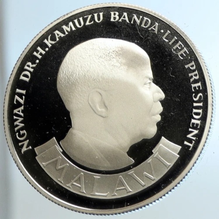 1974 マラウイ大統領 グワジ カムズ バンダ プルーフ シルバー 10 クワチャ コイン i104629|WORLD RESOURCE【KING店】