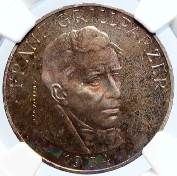 1964年 オーストリア 作家 フランツ・グリルパルツァー プルーフ銀貨 25シリング NGC i105881｜WORLD RESOURCE【KING店】