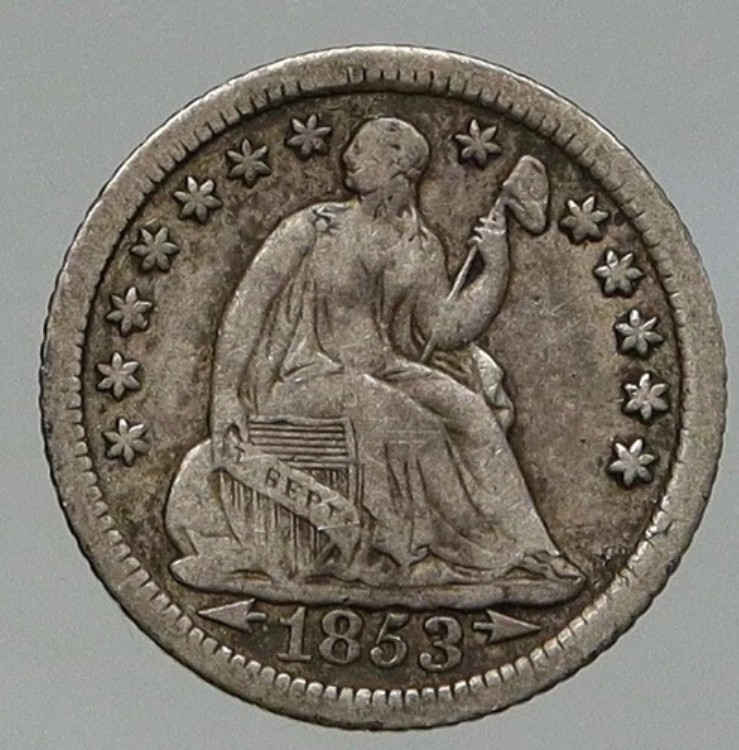 1853年 アメリカ合衆国 銀貨 自由の女神像 オールドシルバー ハーフダイムコイン i92792｜WORLD RESOURCE【KING店】 206,800円