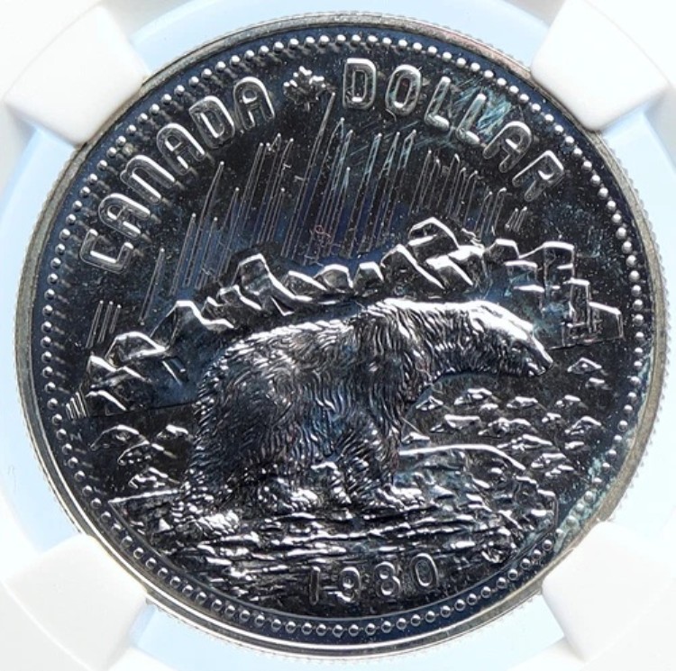 1980年 カナダ 北極ホッキョクグマ エリザベス2世 標本 銀貨 NGC i106784|WORLD RESOURCE【KING店】