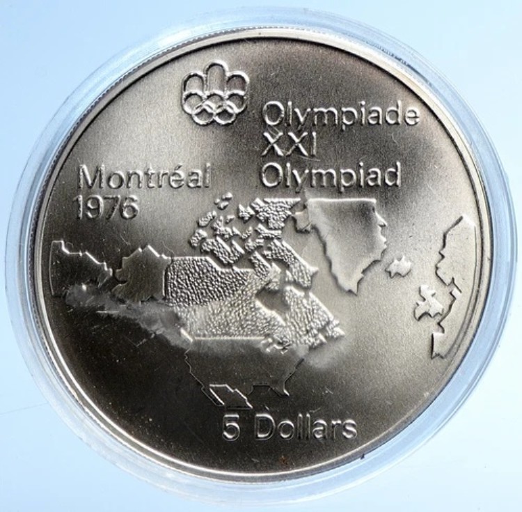 1973年 カナダ エリザベス2世 オリンピック モントリオール 世界地図 BU 5ドル銀貨 i107763|WORLD RESOURCE【KING店】