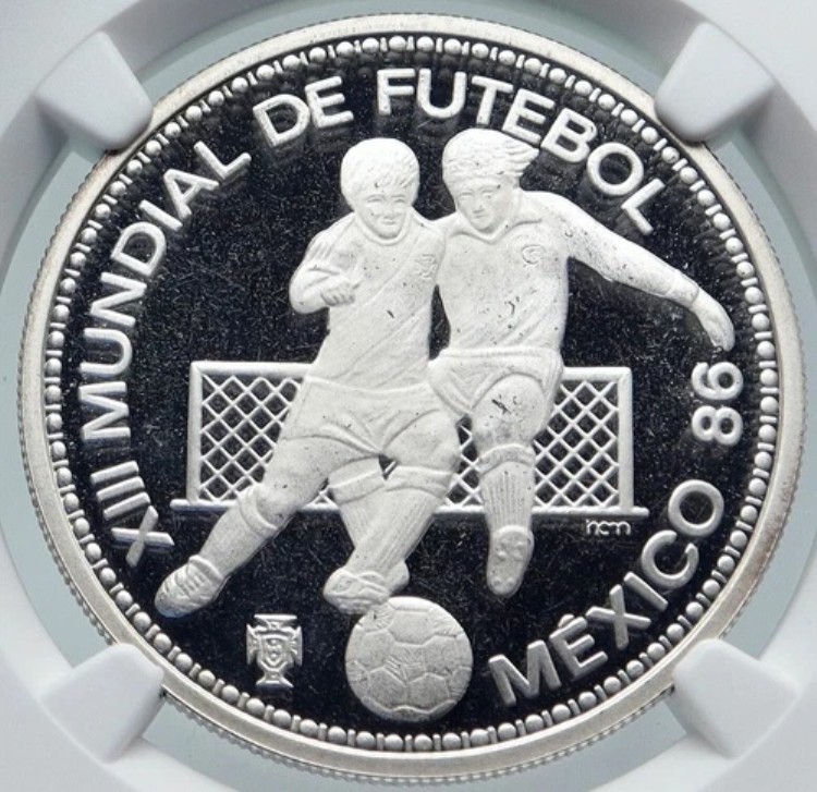 1986年 ポルトガル メキシコ サッカー ワールドカップ シルバー 100 エスクード コイン NGC i86015|WORLD RESOURCE【KING店】
