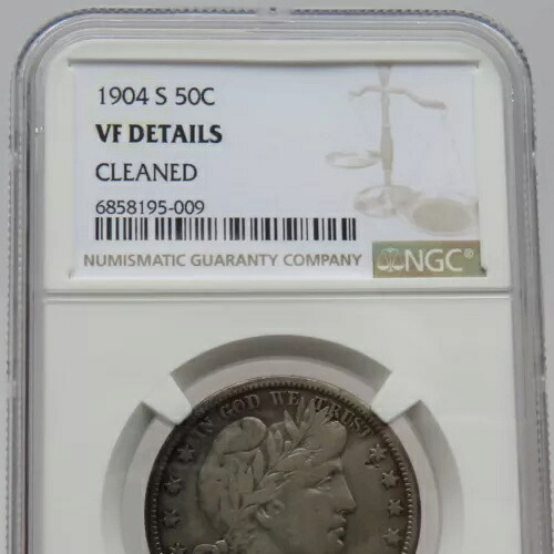 1904年 S バーバー ハーフダラー - NGC VF 詳細クリーニング済み - F#5009｜WORLD RESOURCE【KING店】