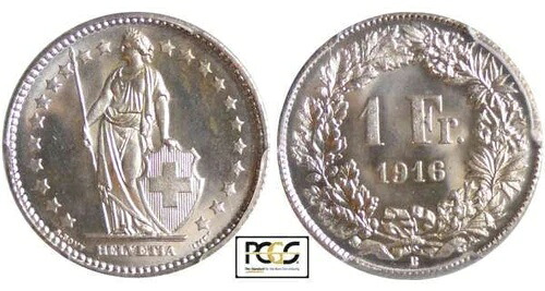 スイス - 1フラン 1916年 - PCGS MS66｜WORLD RESOURCE【KING店】