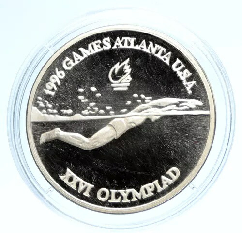 1996年 ルーマニア アメリカ アトランタオリンピック 水泳 ヴィンテージ オールド プルーフ 100レイコイン i95747|WORLD RESOURCE【KING店】