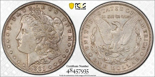 1901年 モルガン・ダラー PCGS AU53 銀貨 1ドル ゴールドシールドセキュア｜WORLD RESOURCE【KING店】