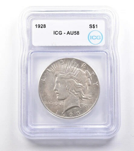 1928年ピースシルバードル AU58 ICG *4847