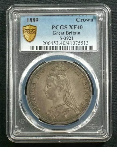 1889年 英国 シルバークラウン ヴィクトリア女王 PCGS XF40 5513