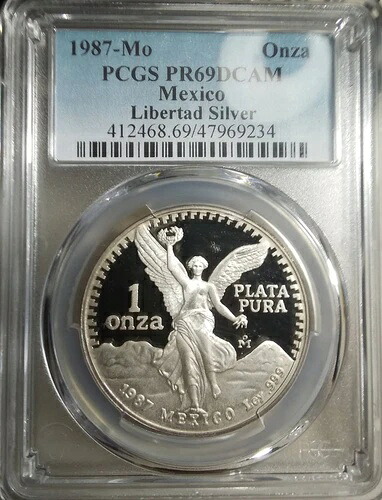 :1987-Mo 1-ONCE メキシコ リベルタッド ウィングド ヴィクトリー PCGS PF69DCAM 希少 R4 高グレード 180,400円