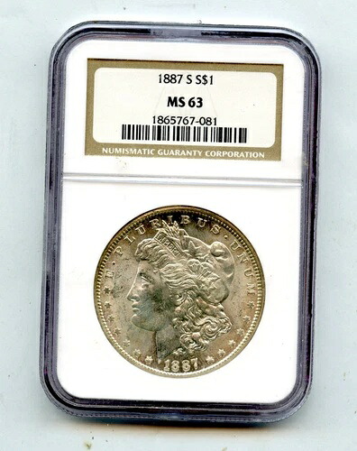 1887-S 1ドルモルガン銀貨、NGC MS 63 180,400円