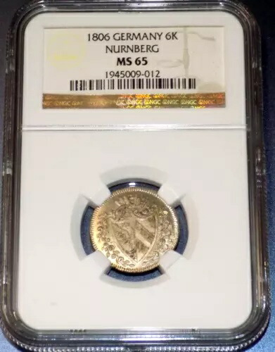NGC ニュルンベルク MS 65 6クロイツァー 1806 銀貨 ドイツ UNC ハイグレードコイン