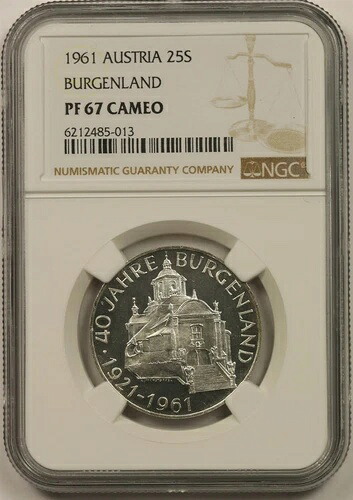 1961年 オーストリア 25S NGC PF 67 カメオ(ブルゲンラント) 銀 25シリング