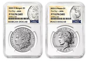 2023 S モーガン＆ピース シルバー $1 NGC PF70UC セット ANAショー初日リリース！Fdi