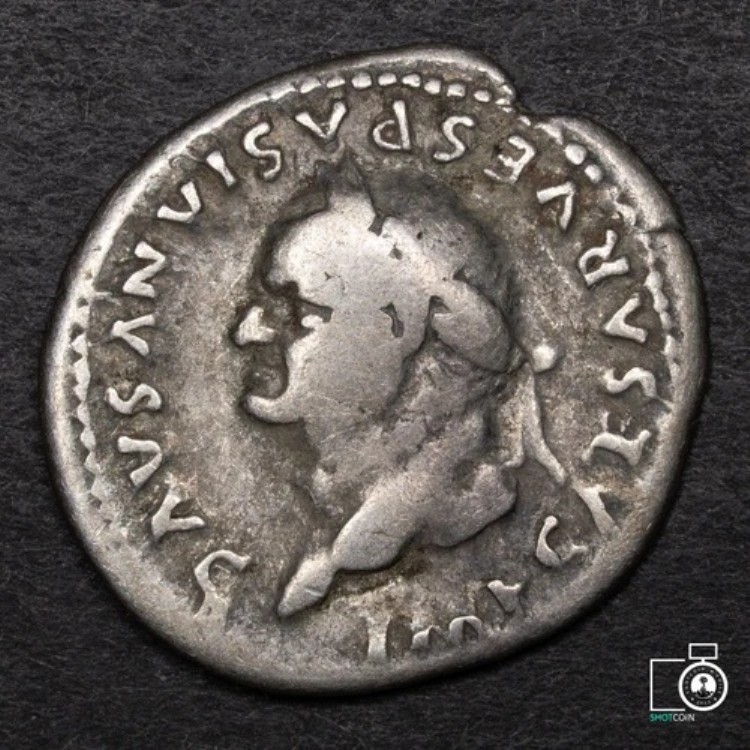 ローマ帝国、ウェスパシアヌス・デナリウス、西暦79年、古代銀貨、RIC 1066