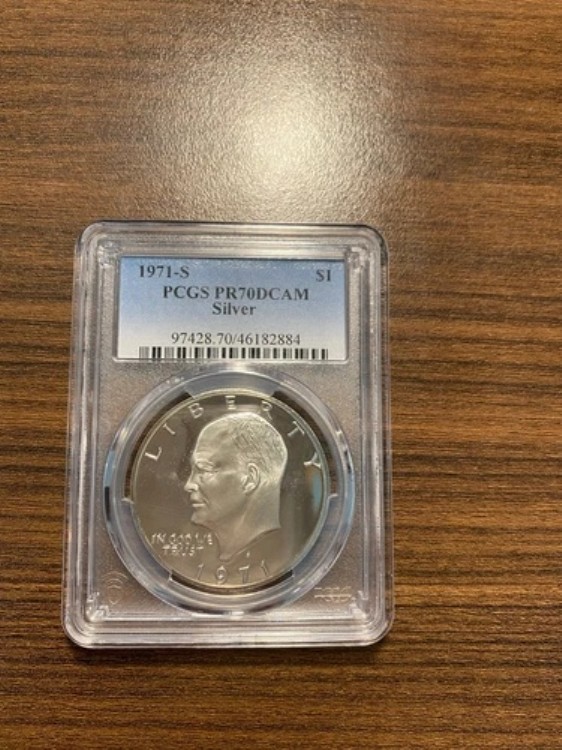 1971-S アイゼンハワー・アイク シルバーダラー 1ドル PCGS プルーフ PR 70 ディープカメオ (DCAM)