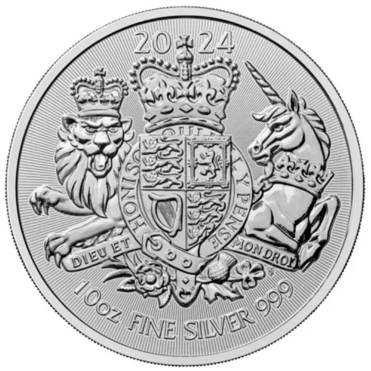 2024年 英国 10ポンド銀貨 英国王室紋章 .999 10オンス BU｜WORLD RESOURCE【KING店】