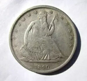 1840-O 着席自由の女神像 ハーフドル 50セント ニューオーリンズ造幣局 ラージO メジャーダイ クラック