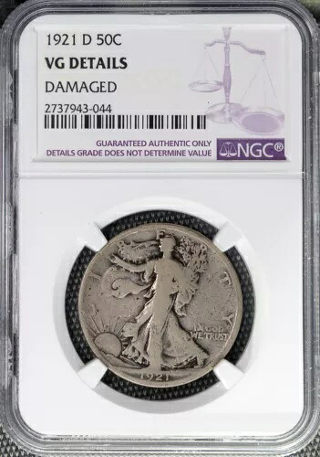 1921年 D シルバー $50C ウォーキング・リバティ キーデイト NGC VG *1841 送料無料
