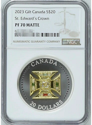 NGC PF 70 マット 2023 ギルト カナダ S$20 セント・エドワード王冠記念コイン