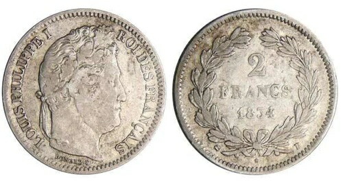 ルイ・フィリップ 1 世 (1830-1848) - 2 フラン 1834 D (リヨン)