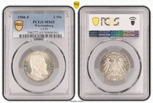 ヴュルテンベルク 2マーク 1906 F J-174 MS65 ブリリアント アンサーキュレート 122694|WORLD RESOURCE【KING店】