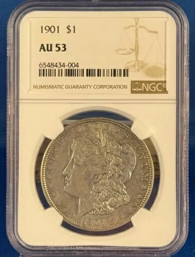 1901年モルガン銀貨 ? NGC AU53 ? 高グレードの銀貨では入手困難な年号