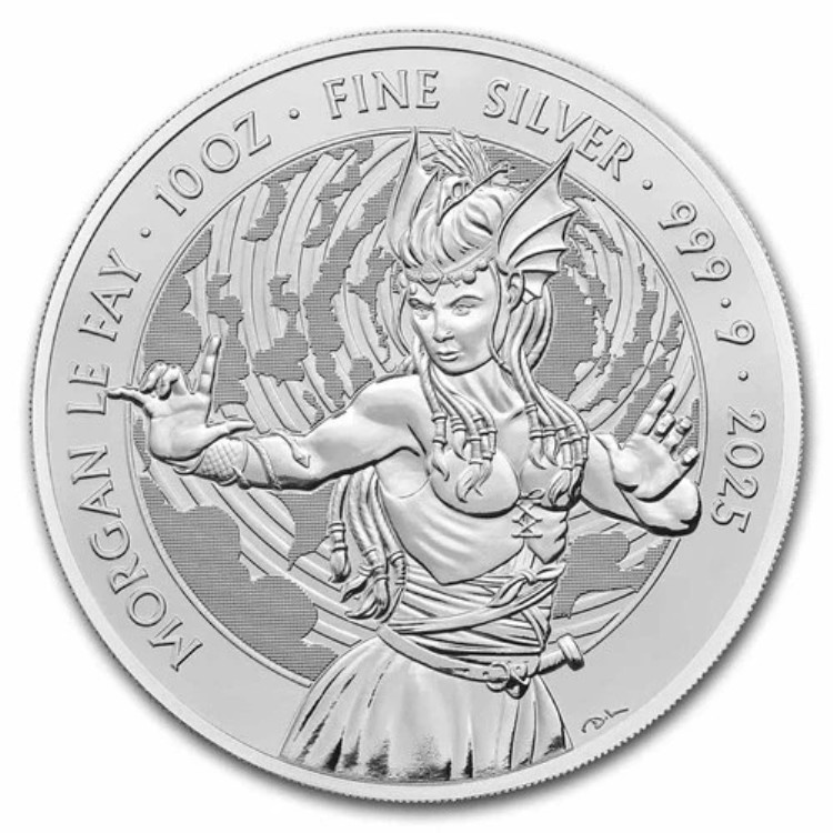 2025年 イギリス 10オンス 銀貨 神話と伝説: モルガン・ル・フェイ BU｜WORLD RESOURCE【KING店】