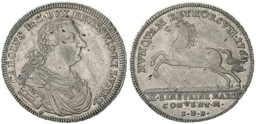 ブラウンシュヴァイク リューネブルク 1 ターラー 1764 カロルス - カール I.1735-1780 VF 110756｜WORLD RESOURCE【KING店】 244,530円