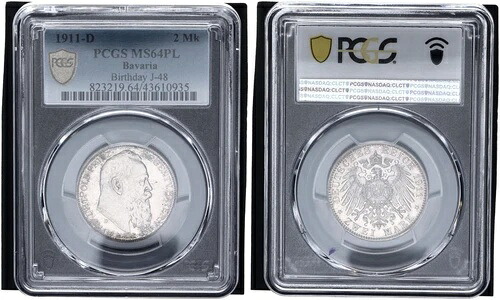 バイエルン 2マーク 1911-D ルイトポルド PCGS認定 PCGS MS64PL 116194|WORLD RESOURCE【KING店】