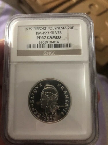 1979年 フランス領ポリネシア 20フラン ピエフォール銀貨 NGC PF67