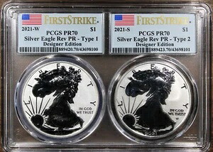 2021-W & 2021-S エンハンストプルーフ アメリカンシルバーイーグル PCGS PR70 2枚セット