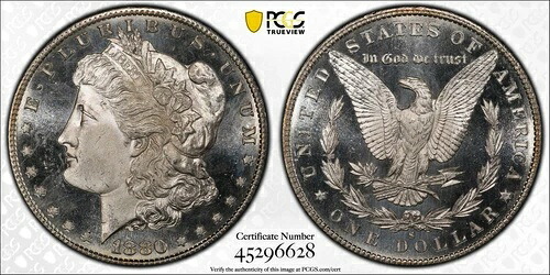 1880年 S モルガン銀貨 PCGS MS-65 PL｜WORLD RESOURCE【KING店】
