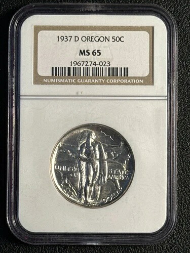 1937 D 50C オレゴントレイル記念碑 NGC MS-65