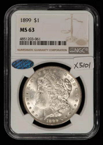 1899年 1ドル モルガン銀貨 - PQキー日付 - NGC MS 63 - SKU-X5101｜WORLD RESOURCE【KING店】