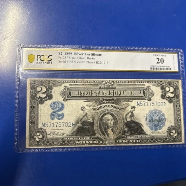 1899年 2ドル ミニポートホール銀貨証明書 - Fr. 257 - PCGS VF20 詳細
