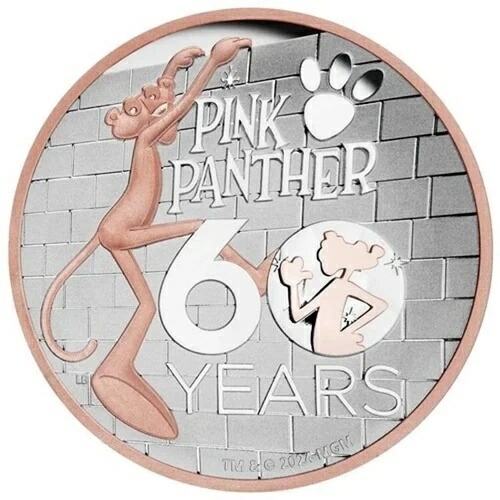 ピンクパンサー60周年記念 2024年 5ドル 5オンス シルバープルーフコイン ツバル パース造幣局
