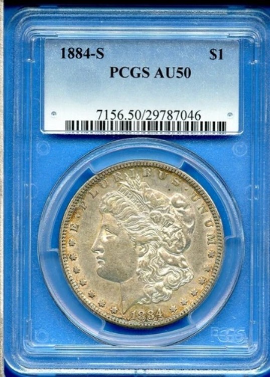 1884 S PCGS AU50 モルガン・ダラー 1ドル 米国造幣局 シルバー レアキー 1884-S AU-50｜WORLD RESOURCE【KING店】