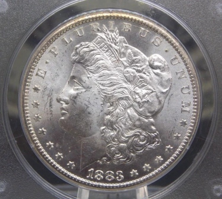 1883年「CC」モルガン銀貨 $1 PCGS MS63 #951 *RATTLER* OGH オールドグリーン BU 未使用