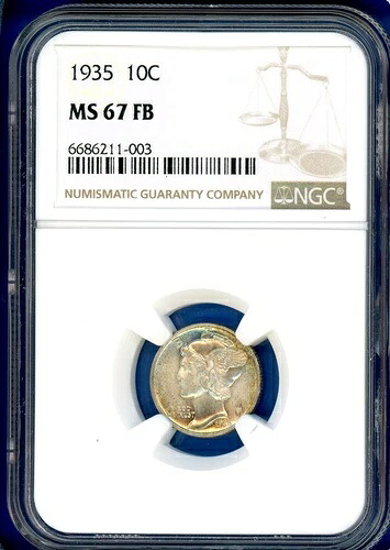 1935 P NGC MS67FB マーキュリーダイム 米国造幣局 銀貨 10セント 希少 1935-P MS-67 FB