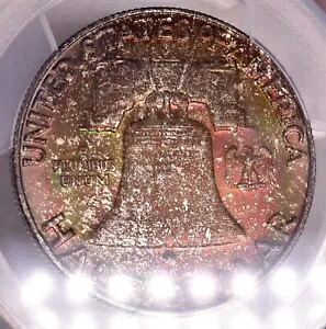 1958-D フランクリン シルバー ハーフ ドル - PCGS MS66 - 非常に美しい色調!