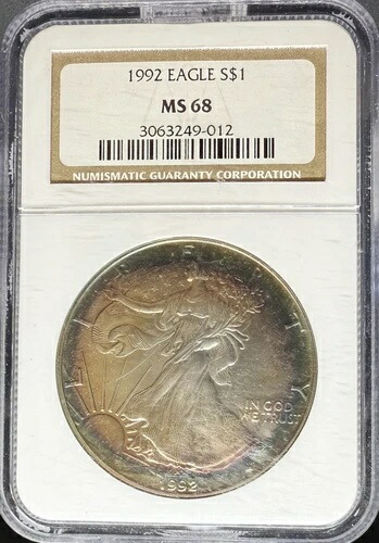 1992年 シルバーイーグル MS68 NGCトーン (#PA3063249012) 182,050円
