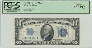 1934年 10ドル銀貨 FR#1701 PCGS 66ジェム 新品 PPQ ミュール