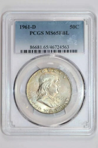 1961-D フランクリン ハーフダラー PCGS MS65 FBL